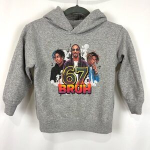 Custom Graphic Pullover Hoodie Youth Sz 5/6 Grey 67 Bruh Rap Artists Snoop Dogg